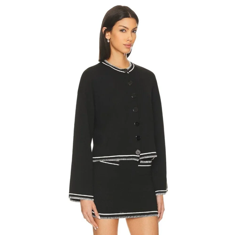 SNDYS Daphne Cardigan in Black Medium New Womens Knit Sweater Jacket